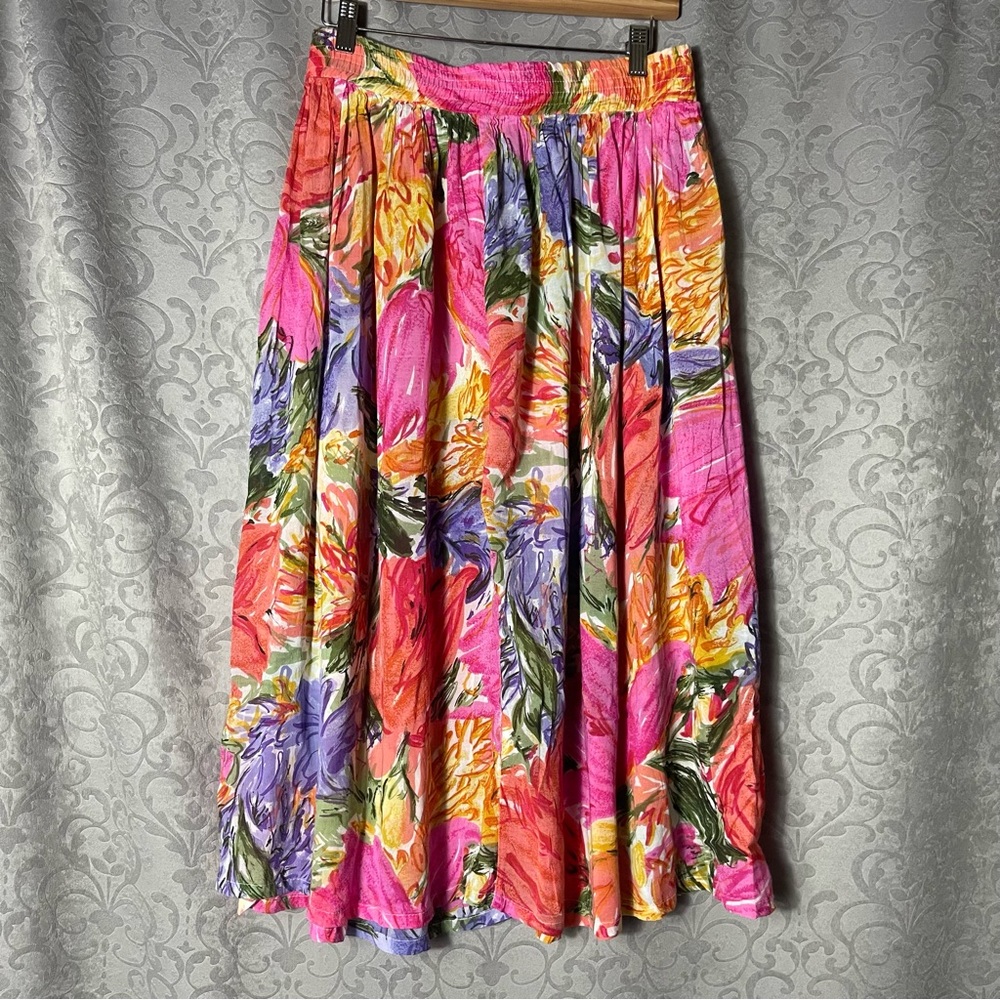Y2K Express Vibrant Floral Boho style A-Line Skirt